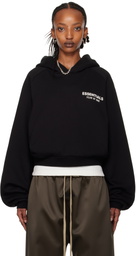 Fear of God ESSENTIALS Black Fleece Cropped Hoodie