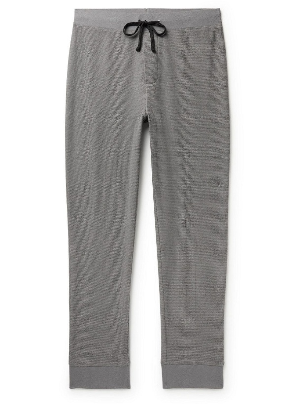 Photo: James Perse - Thermal Waffle-Knit Brushed Cotton and Cashmere-Blend Sweatpants - Gray