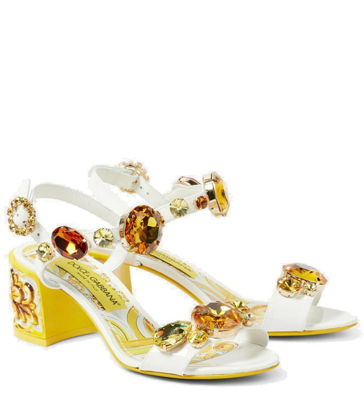 Photo: Dolce&Gabbana Majolica embellished patent leather sandals