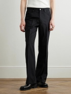 SECOND / LAYER - Flared Pinstriped Wool Trousers - Black