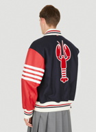 Lobster Motif Bomber Jacket in Dark Blue