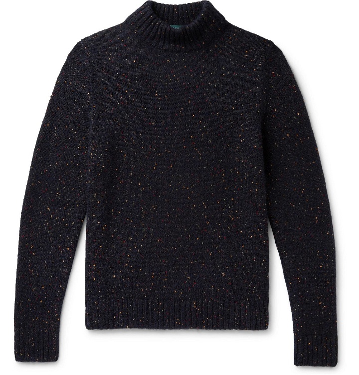Photo: Incotex - Donegal Knitted Mock-Neck Sweater - Blue