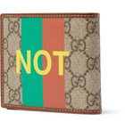 Gucci - Printed Leather-Trimmed Monogrammed Coated-Canvas Billfold Wallet - Brown