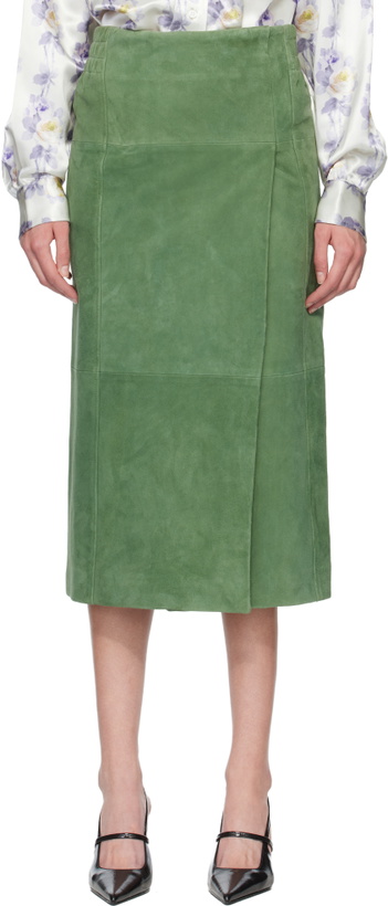 Photo: Meryll Rogge Green Suede Long Wrap Midi Skirt