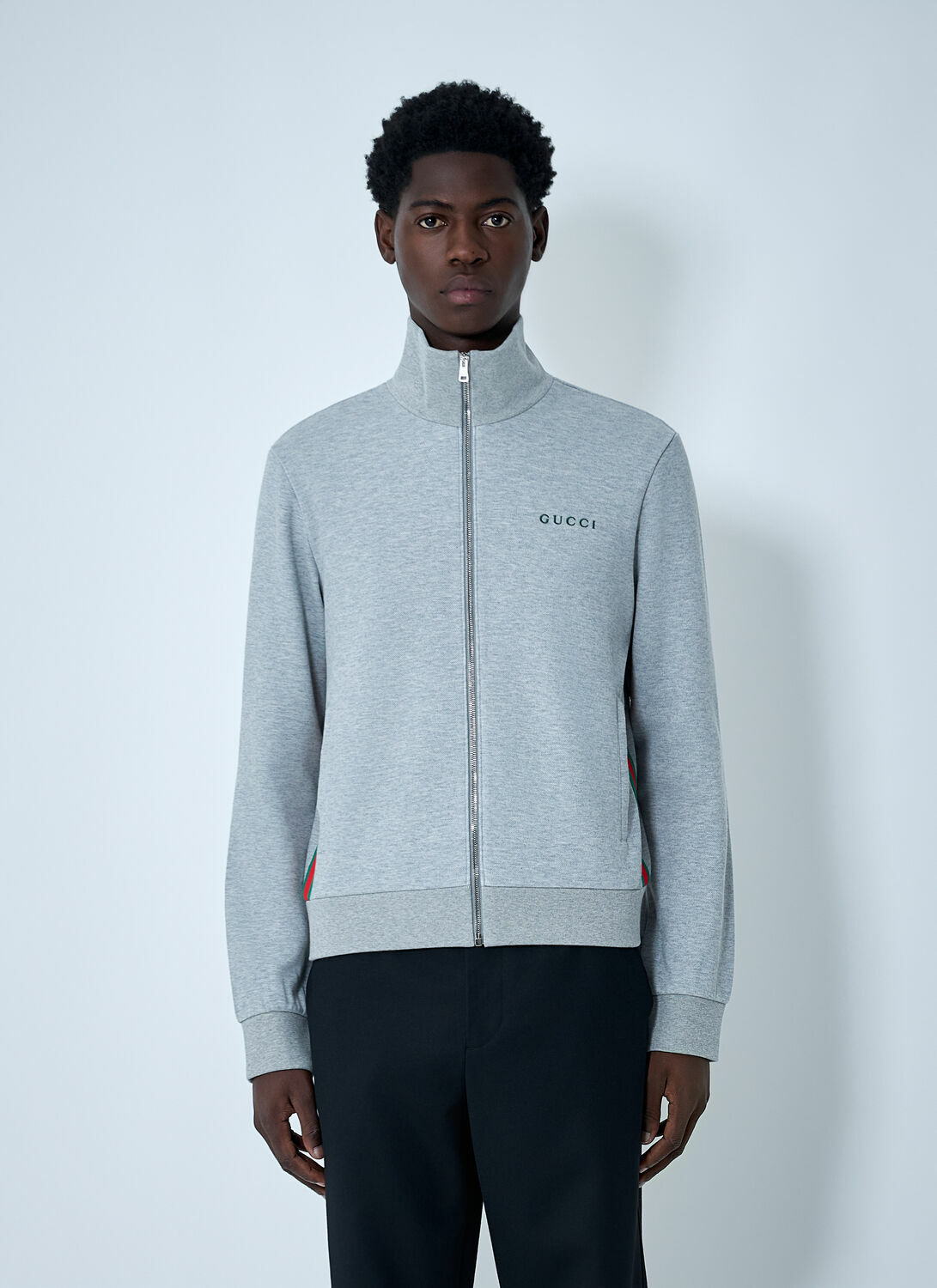 Gucci Web Motif Zip-Up Sweatshirt