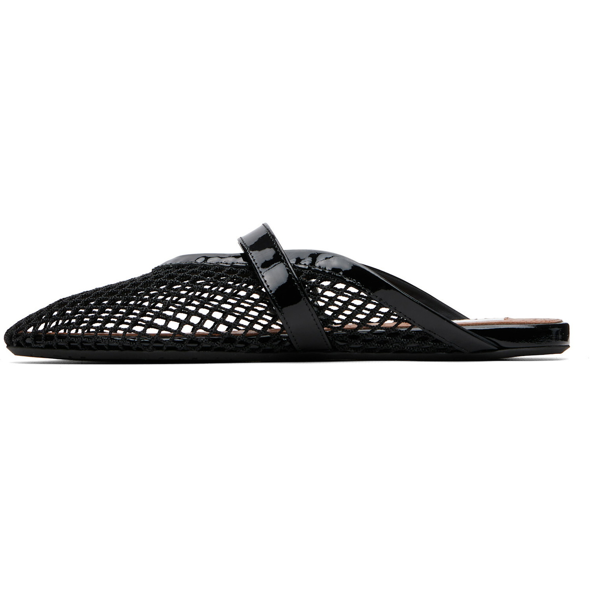 ALAÏA Black Fishnet Mule Ballerina Flats