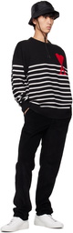 AMI Alexandre Mattiussi Black Ami de Cœur Striped Sweater