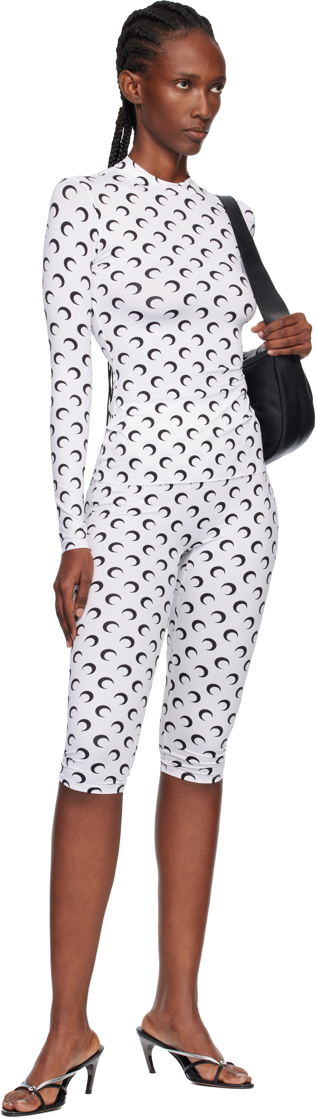 Marine Serre White Recycled Moon Jersey Capri Leggings