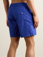 Moncler - Straight-Leg Mid-Length Logo-Appliquéd Striped Recycled Swim Shorts - Blue