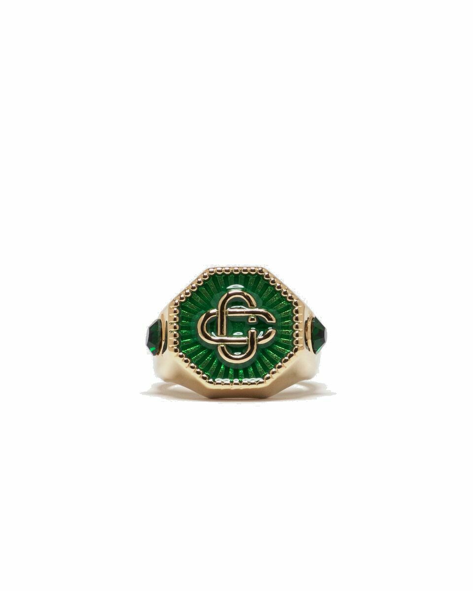 Photo: Casablanca Gold Plated Monogram Ring Gold - Mens - Jewellery