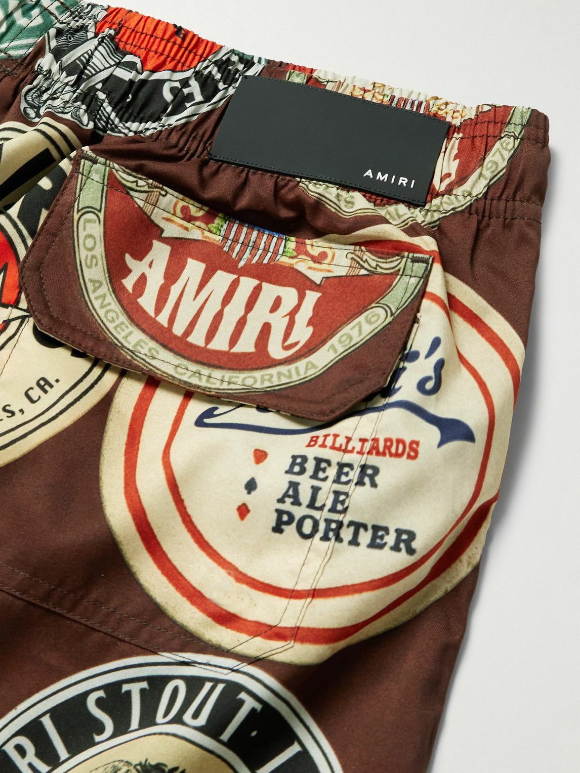 AMIRI - Coasters Straight-Leg Mid-Length Logo-Print Swim Shorts - Brown