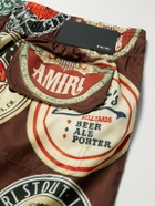 AMIRI - Coasters Straight-Leg Mid-Length Logo-Print Swim Shorts - Brown