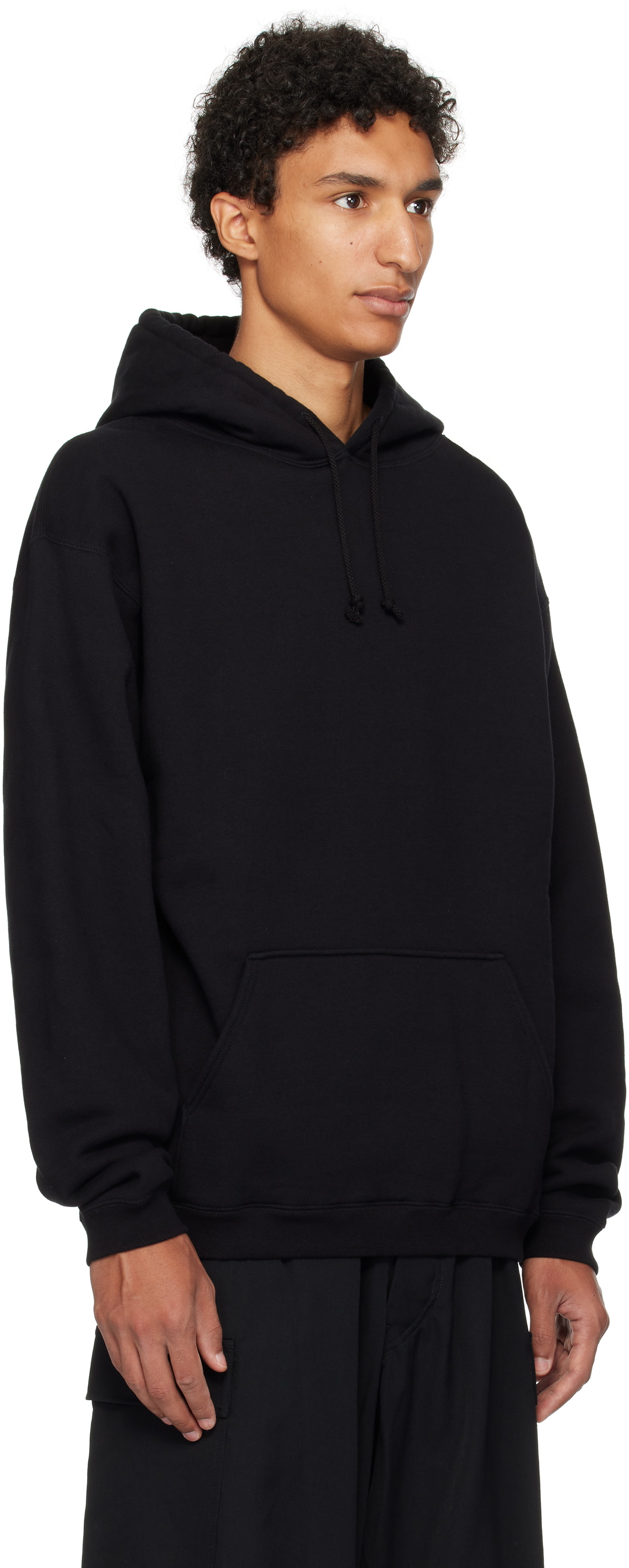 Y's For Men Black Printed Hoodie
