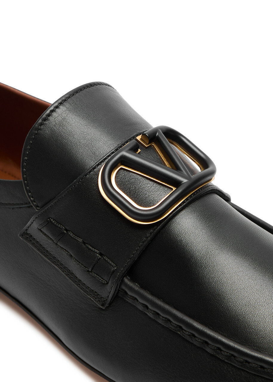 Valentino Vlogo Leather Loafers Black
