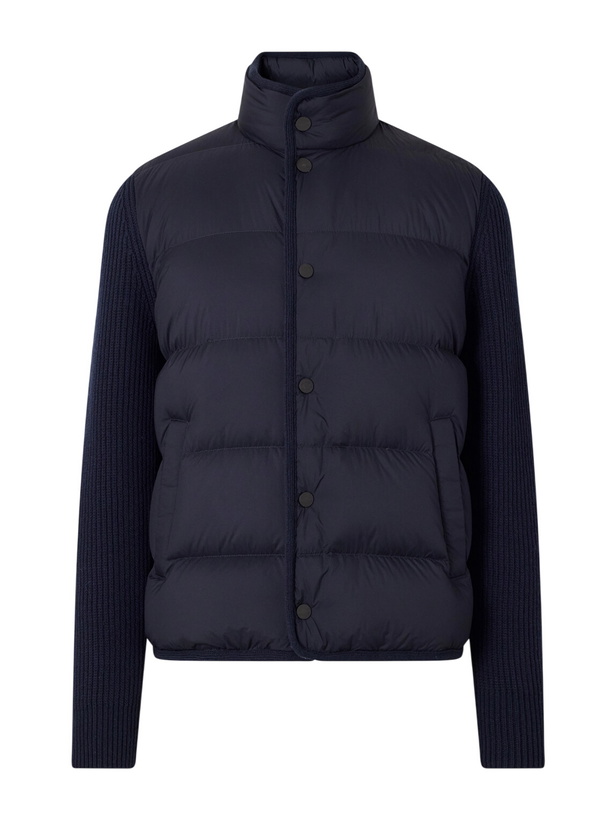 Photo: Moncler - Ribbed Wool and Quilted Shell Down Jacket - Blue