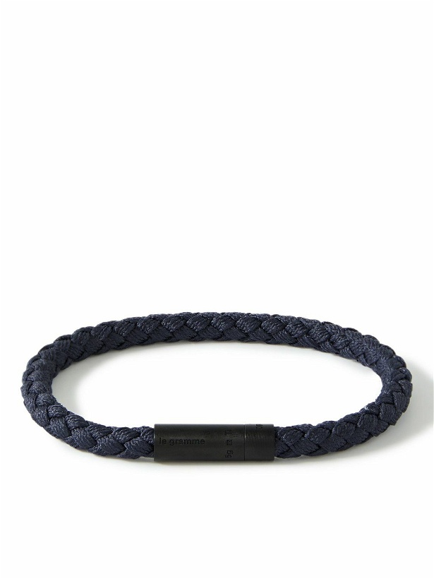 Photo: Le Gramme - Orlebar Brown 5g Braided Cord and DLC-Coated Titanium Bracelet - Blue