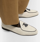 Rubinacci - Marphy Leather-Trimmed Herringbone Wool Tasselled Loafers - Beige