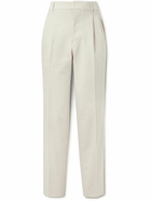 UMIT BENAN B - Straight-Leg Pleated Cotton-Twill Trousers - Neutrals