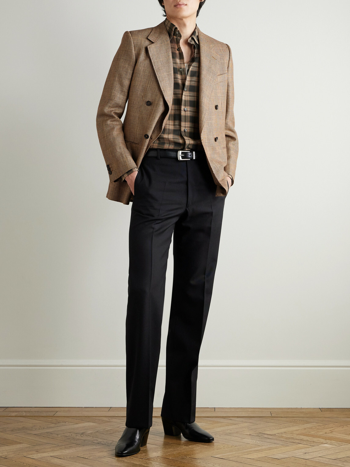 Husbands - Checked Cotton-Voile Shirt - Brown