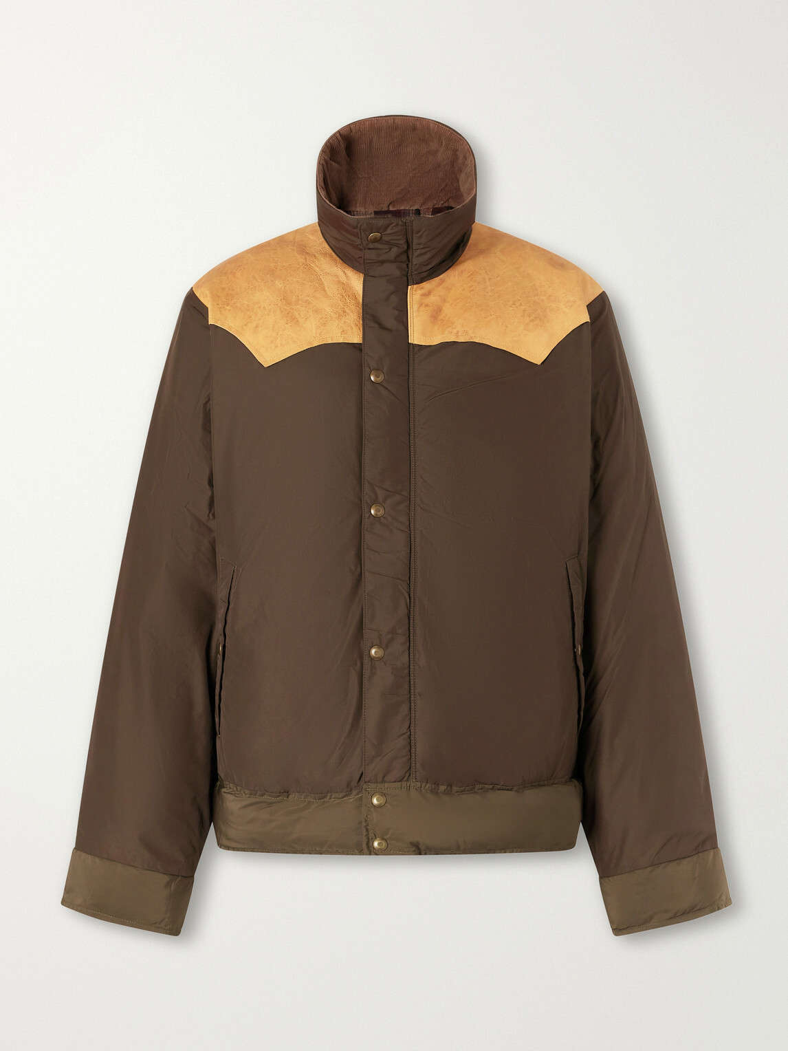 RRL - Padded Leather-Trimmed Shell Jacket - Brown