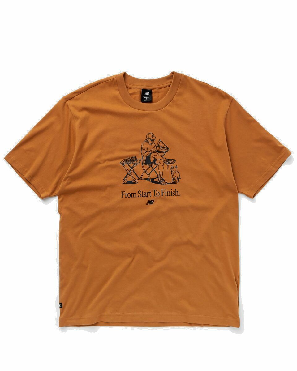 Photo: New Balance Essentials Cafe Shop Front Cotton Tee Brown - Mens - Shortsleeves