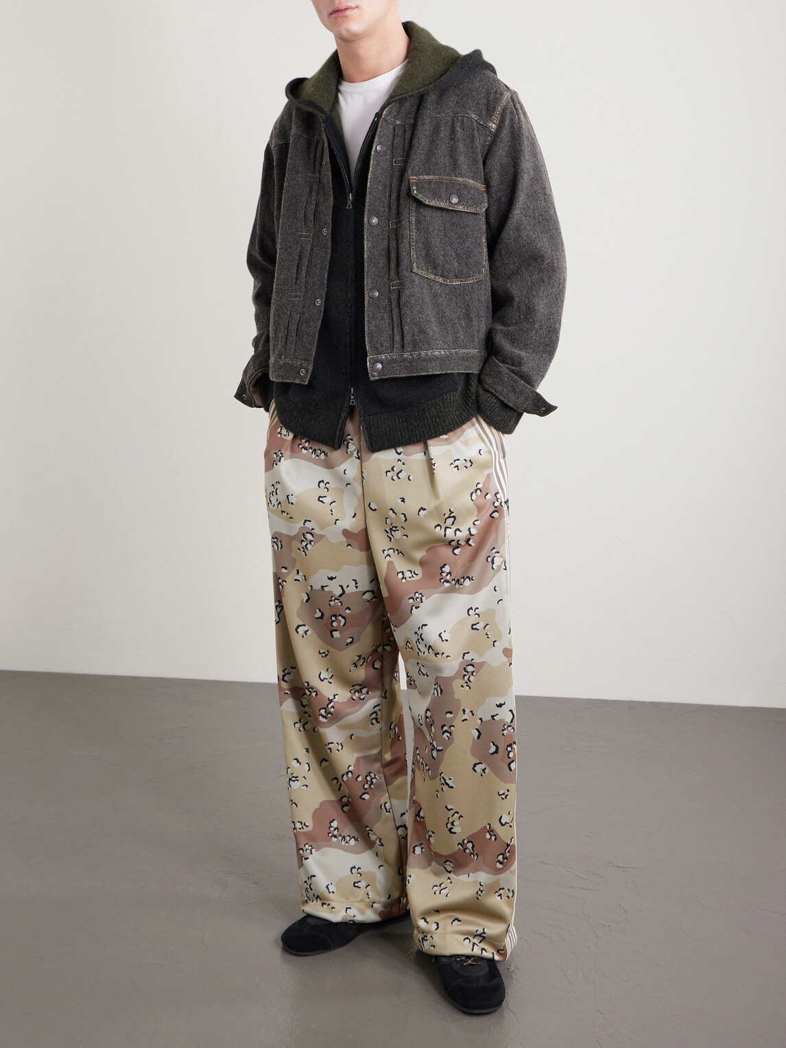 KAPITAL - Straight-Leg Pleated Printed Tech-Jersey Track Pants - Neutrals