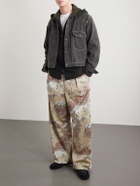 KAPITAL - Straight-Leg Pleated Printed Tech-Jersey Track Pants - Neutrals