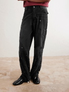 Satoshi Nakamoto - Enduro Straight-Leg Padded Paint-Splattered Jeans - Black