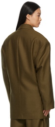 Hed Mayner Khaki Dropped Shoulder Single-Breasted Jacket