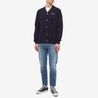 Comme des Garçons Play Men's Double Heart Cardigan in Navy