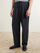 Kaptain Sunshine - Straight-Leg Silk-Gabardine Drawstring Trousers - Blue