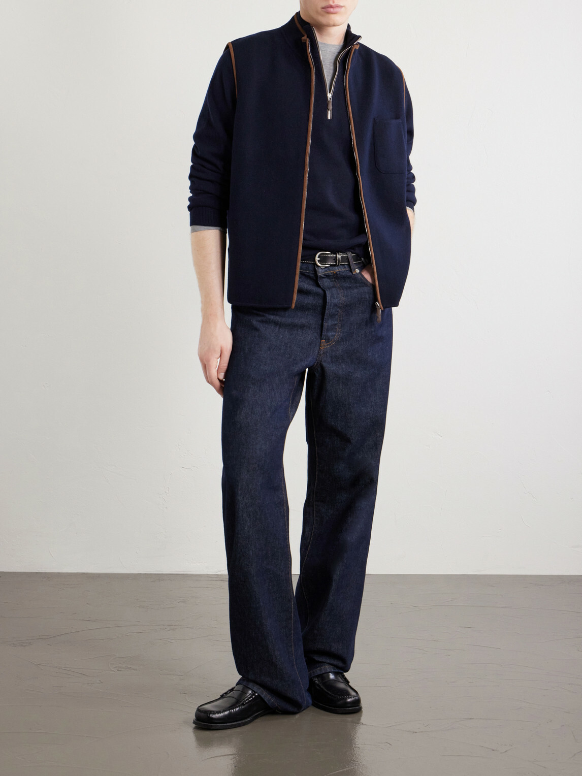N.PEAL - Carnaby Organic Cashmere Half-Zip Sweater - Blue