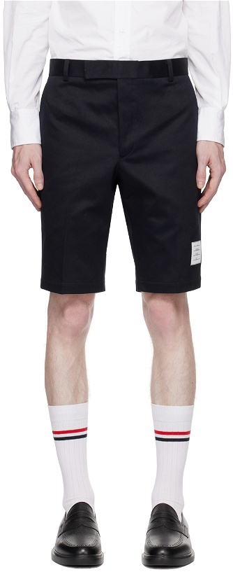 Photo: Thom Browne Navy Unconstructed Shorts