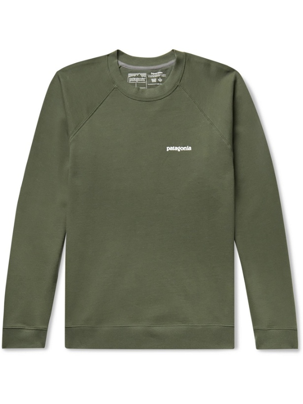 Photo: PATAGONIA - P-6 Printed Organic Loopback Cotton-Jersey Sweatshirt - Green
