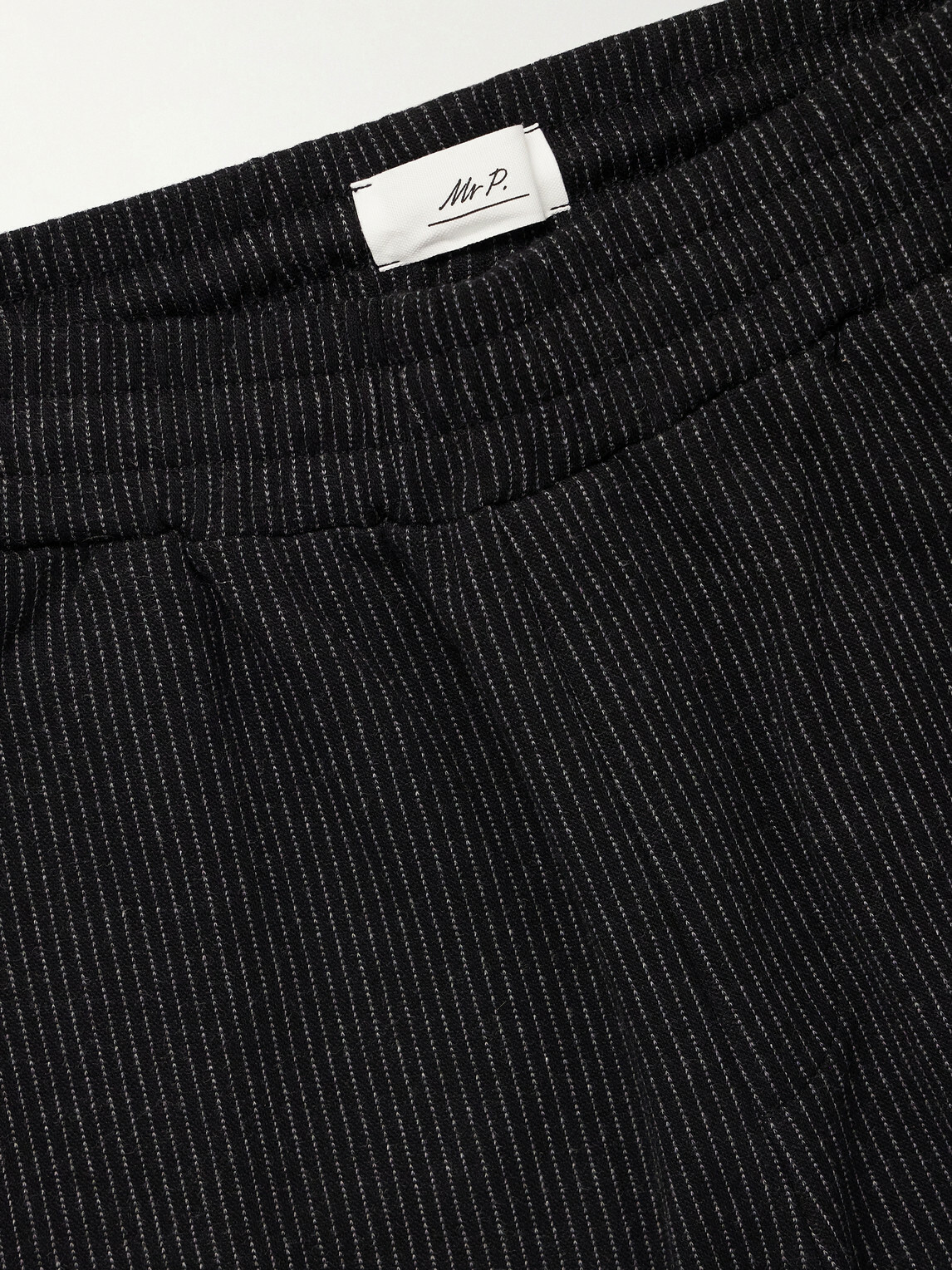 Mr P. - Straight-Leg Striped Cotton-Blend Jersey Sweatpants - Black