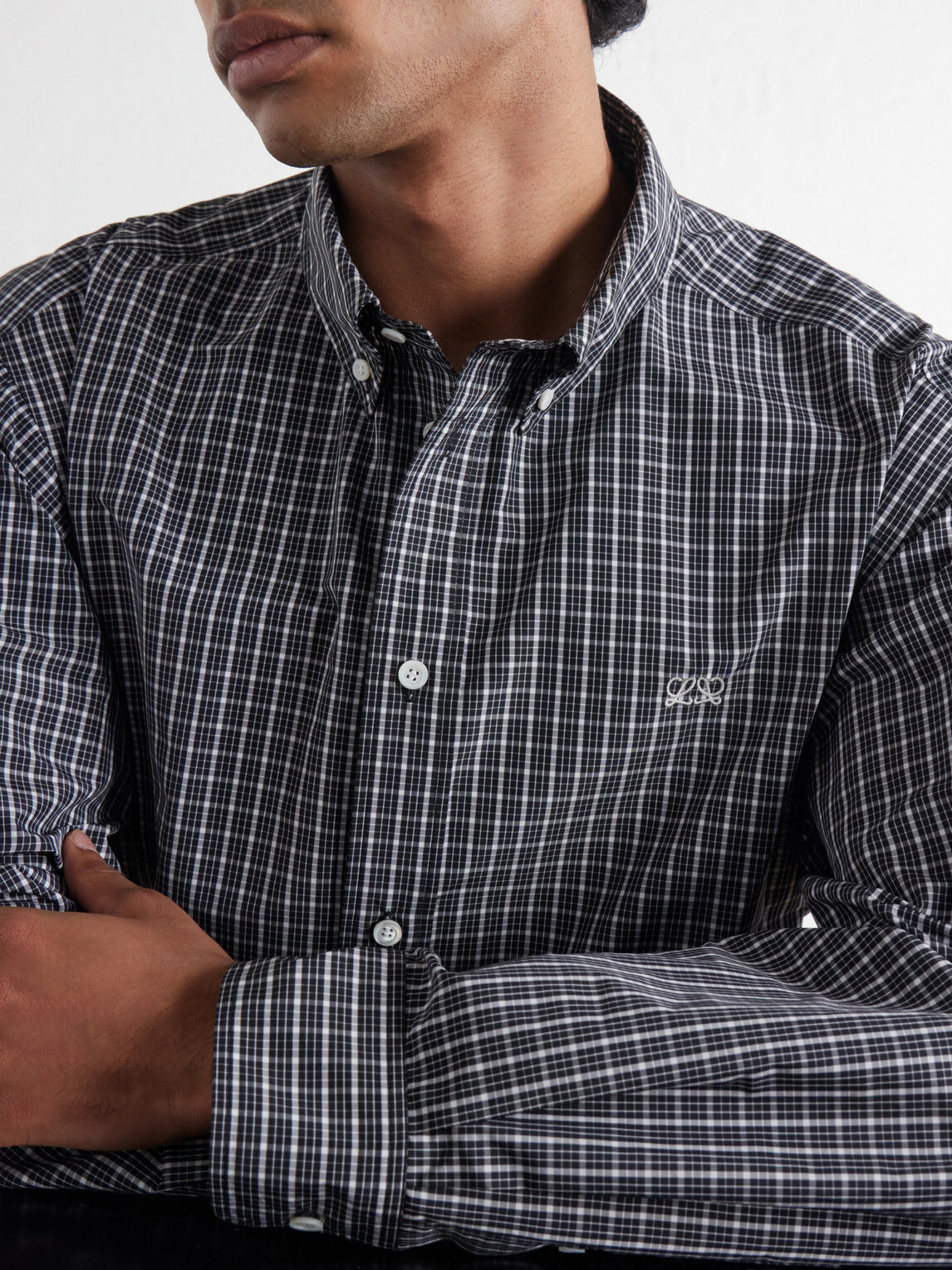 LOEWE - Loewe Logo-Embroidered Checked Shirt - Gray