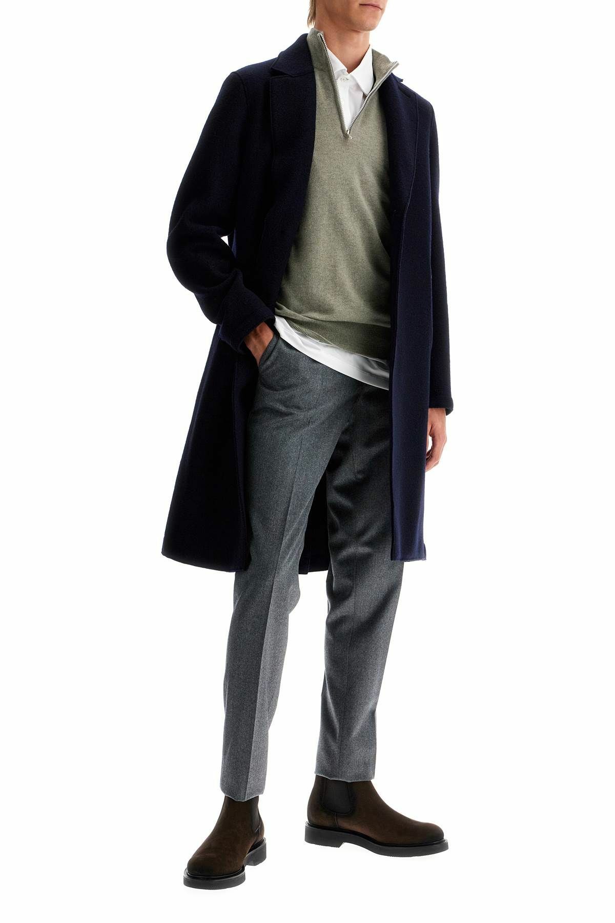 HARRIS WHARF LONDON single-breasted wool coat in boiled Blue