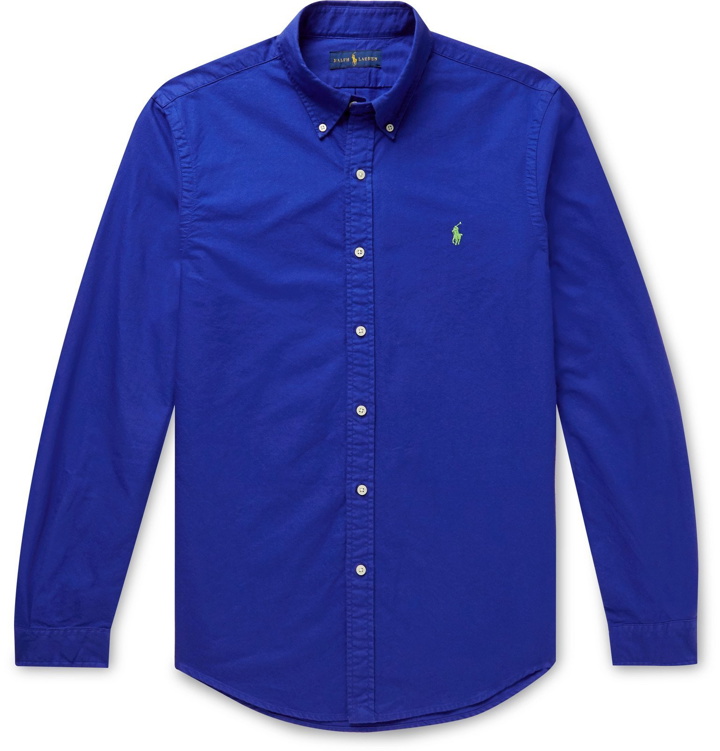 Photo: Polo Ralph Lauren - Slim-Fit Button-Down Collar Garment-Dyed Cotton Oxford Shirt - Blue