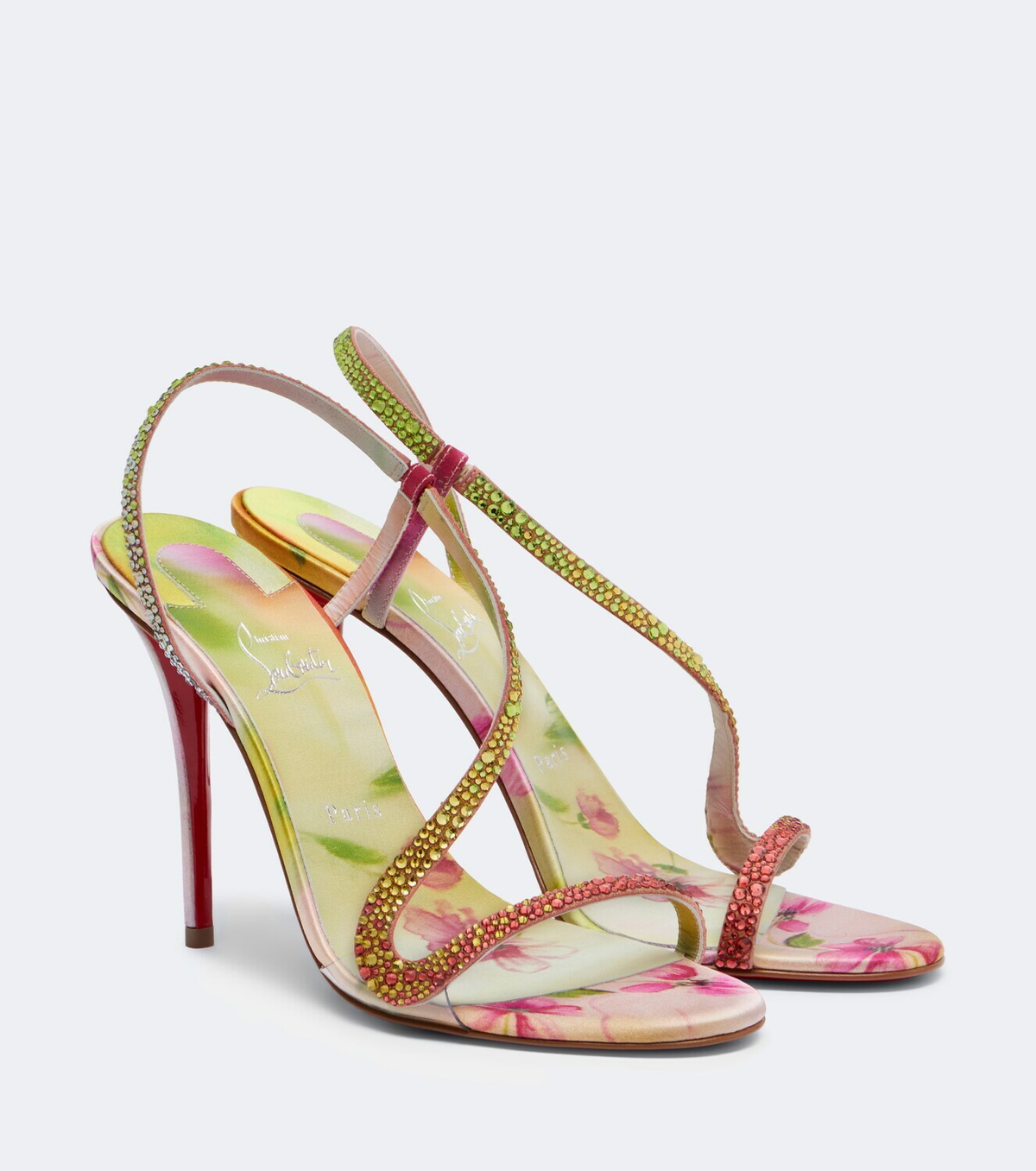 Christian Louboutin Rosalie embellished satin slingback sandals