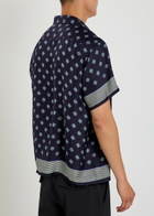 Bode Foyer Printed Silk Shirt Navy