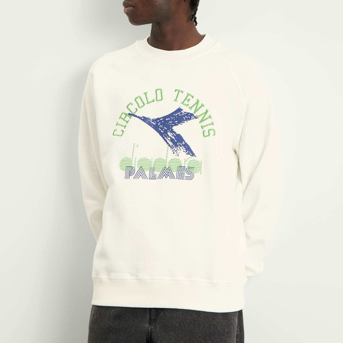 Diadora Men's x Palmes Legacy Crew Sweat in Snow White