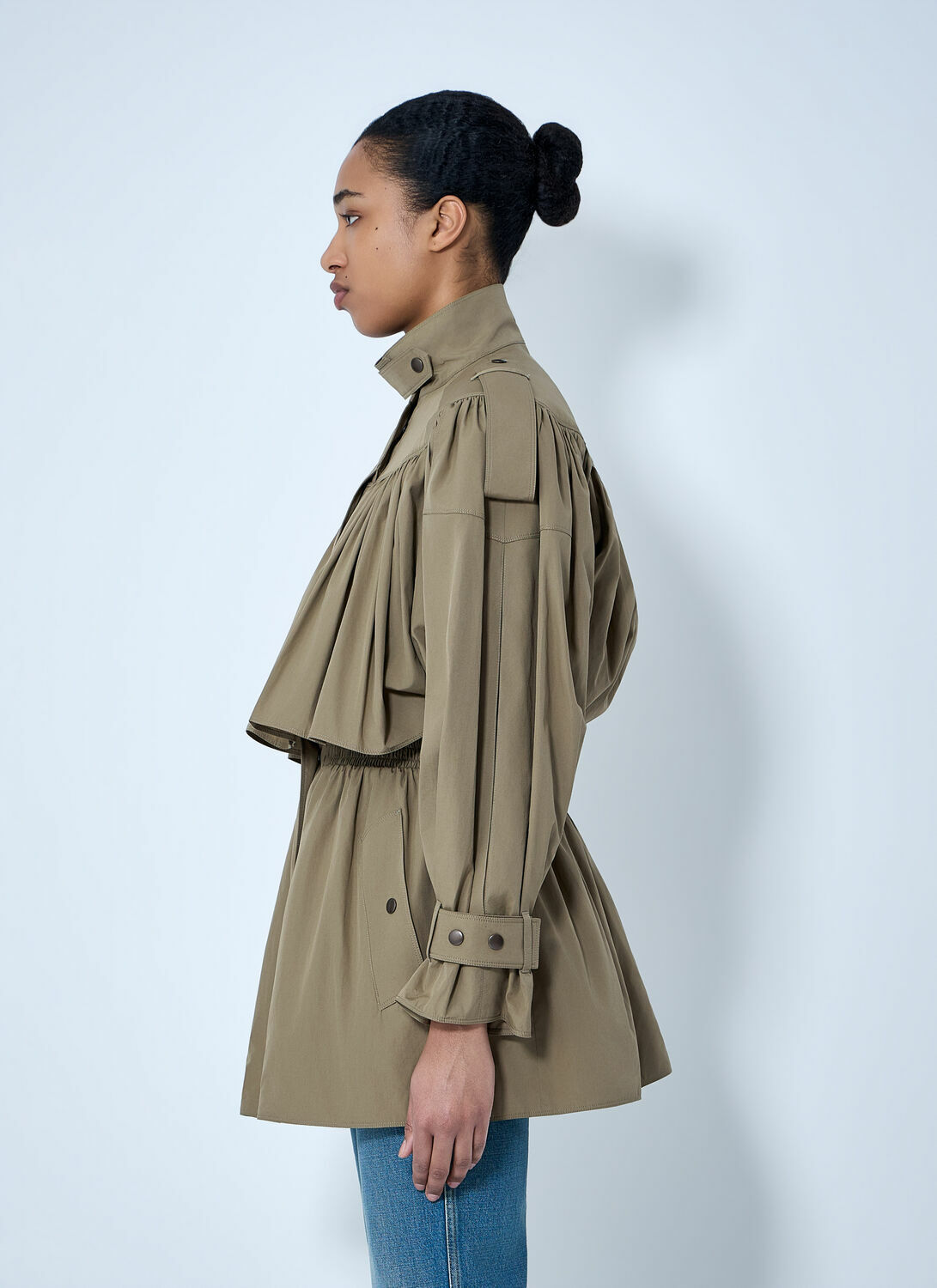 Chloé Gathered High-Collar Jacket