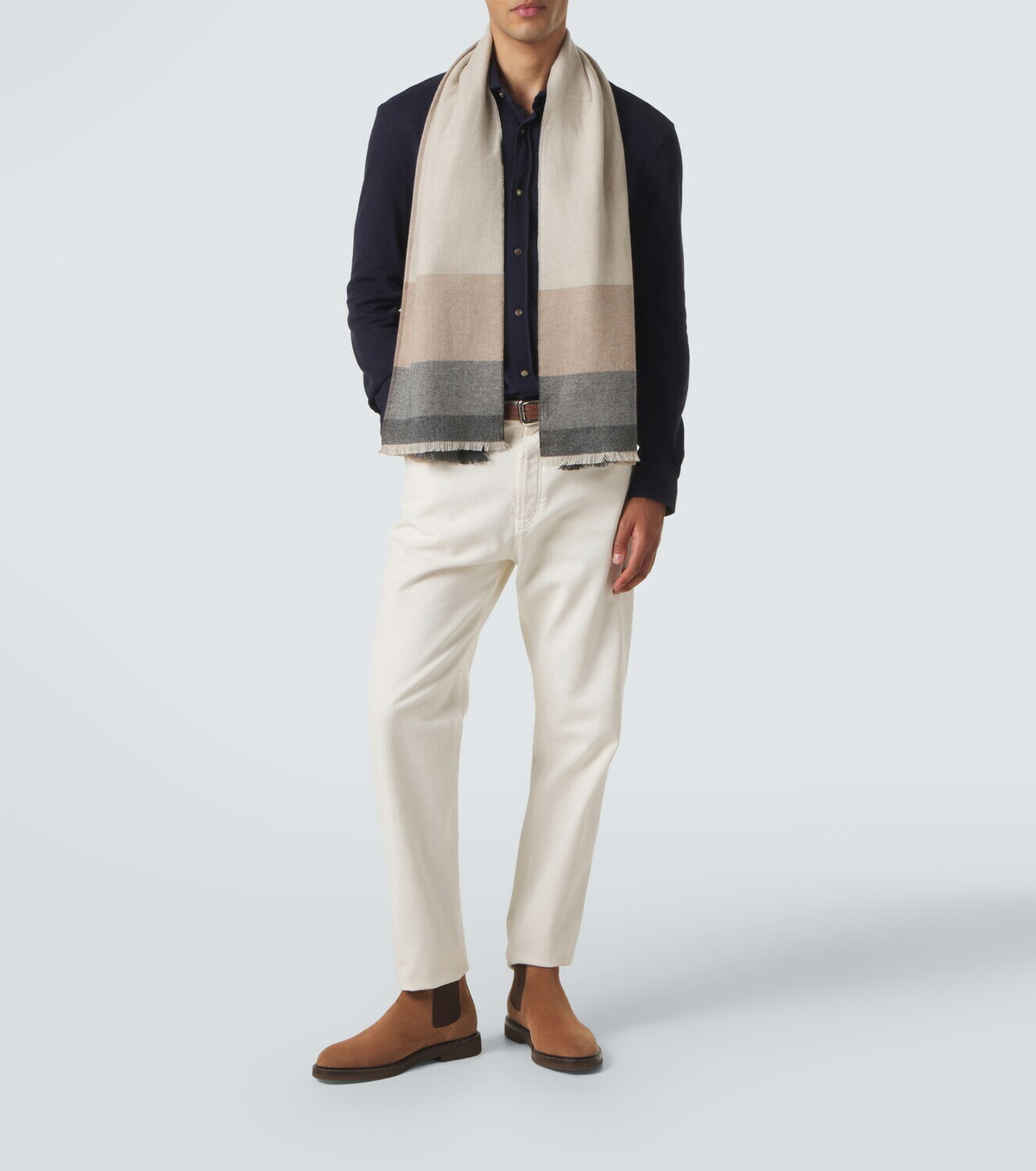 Brunello Cucinelli Checked wool and cashmere scarf