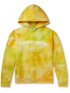 CAMP HIGH - Counselor Logo-Print Tie-Dyed Loopback Cotton-Jersey Hoodie - Yellow