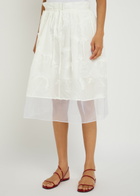 3.1 Phillip Lim Embroidered Tulle and Cotton Midi Skirt White