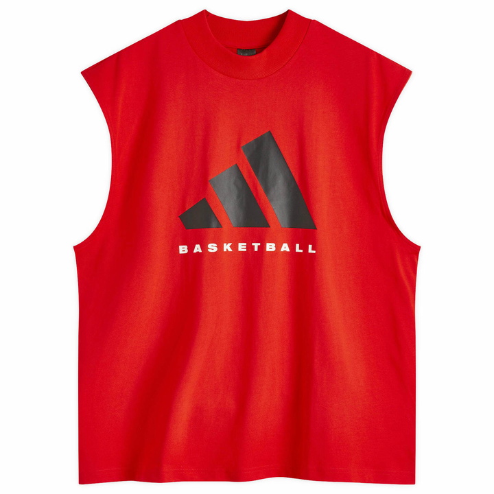 Photo: Adidas Men's Basketball Sleeveless T-Shirt in Red