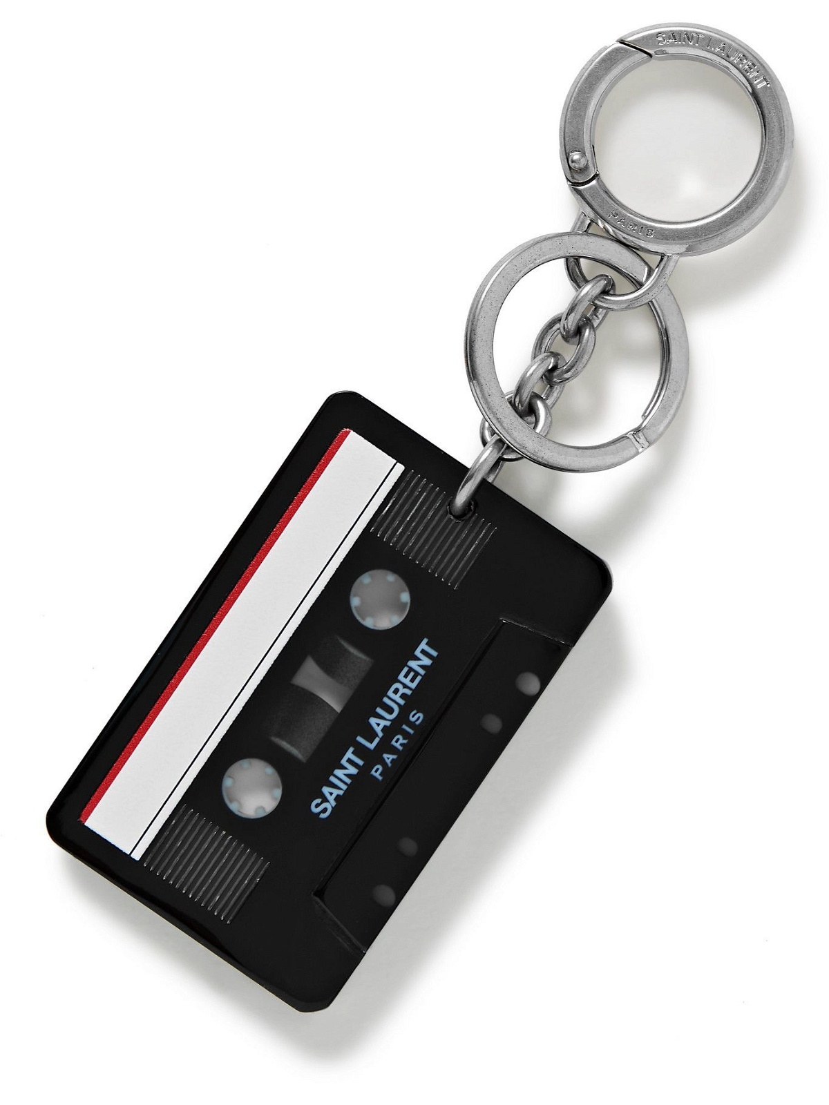 Photo: SAINT LAURENT - Cassette Tape Silver-Tone and Resin Key Fob
