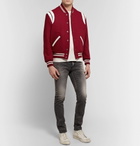 Saint Laurent - Leather-Trimmed Virgin Wool-Blend Bomber Jacket - Men - Claret