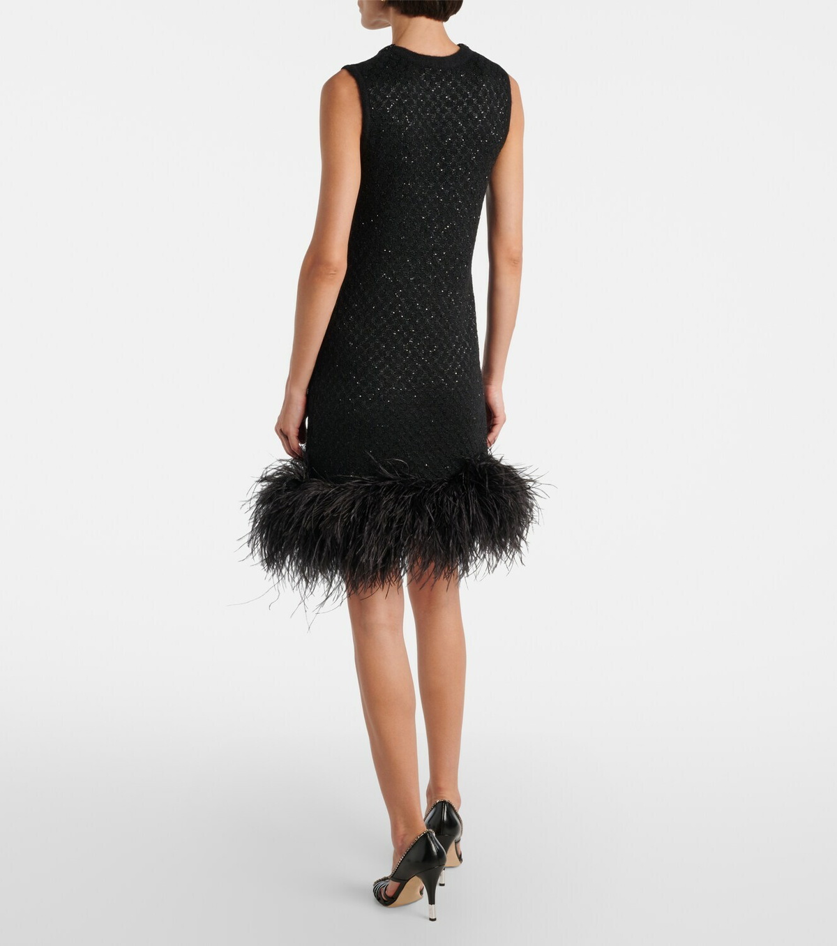 Max Mara Novara feather-trimmed minidress