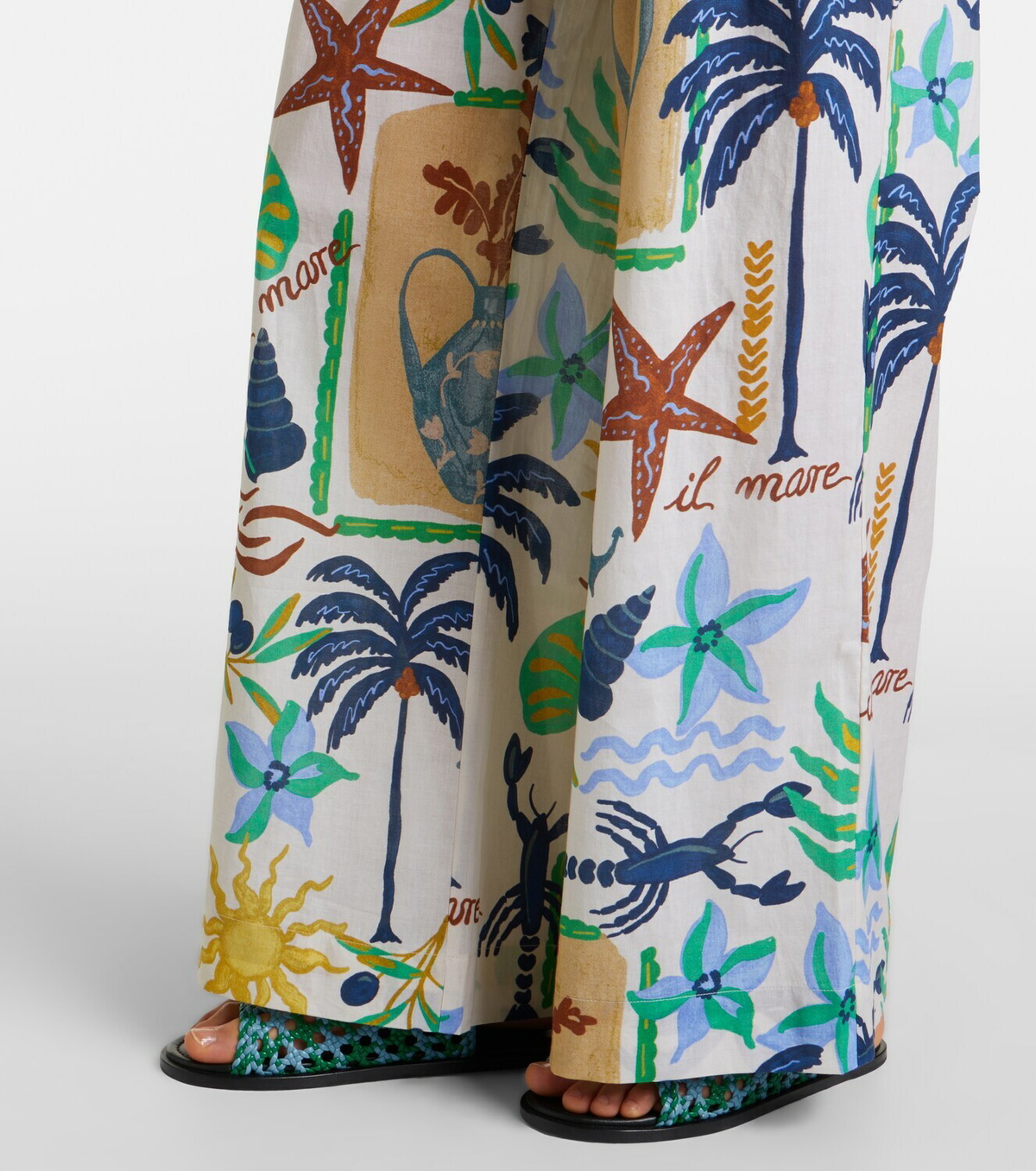 Velvet Trixie printed cotton wide-leg pants
